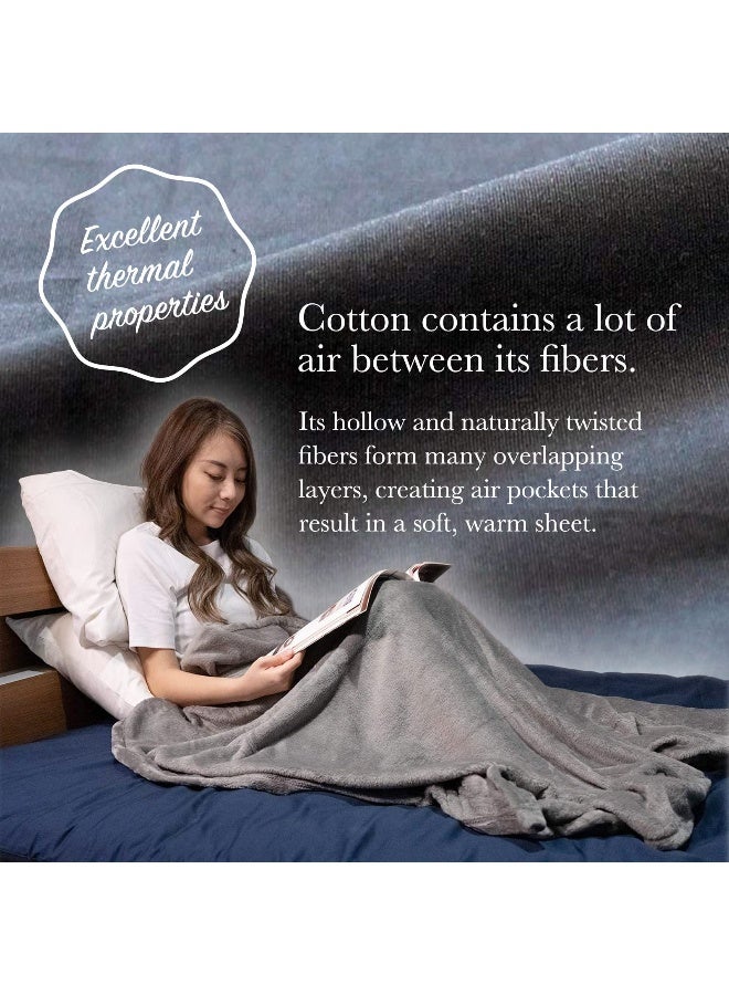 FULI 100% Cotton Zippered Futon Cover, Japanese Futon Mattress Cover, Shikibuton, Made in Japan (Twin XL, Pure White) - Image 3